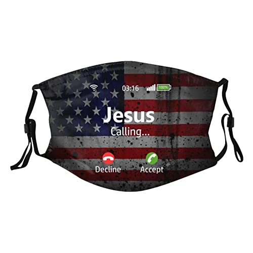 Jesus is Calling Christian Face Mask Washable Reusable Adults Breathable with 2 Filters Black