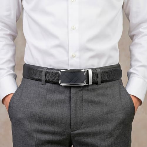 Image of THE MEN THING Mens Genuine Leather Belt | 2 in 1 Reversible (Black & Brown) (1 Pc.) - LUXORIC - ORLUX