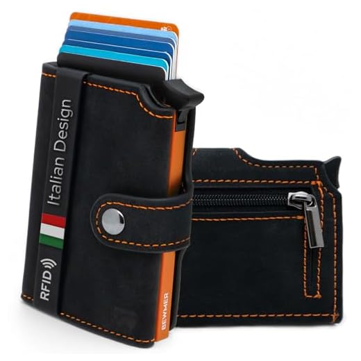 BEWMER Cartera Tarjetero 2 para Hombre y Mujer con Monedero | Billetera Minimalista Porta Tarjetas de Crédito (Protección RFID), Billetes y Monedas