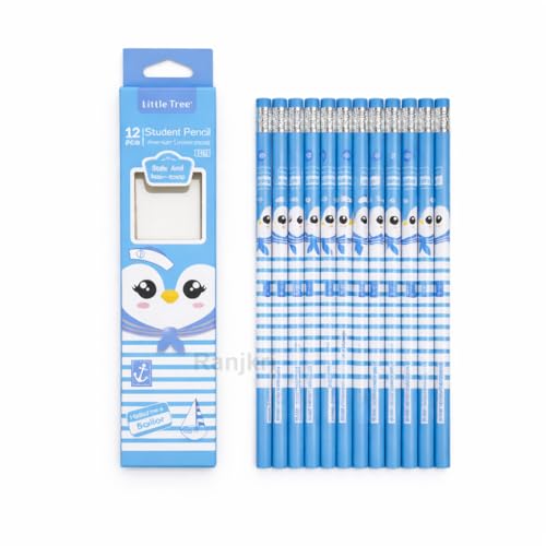 Image of Ranjkri Premium HB Graphite Pencil Set for Kids & Students - Pack of 12 Dark Wood Pencils with Eraser - Ideal for School, Writing, Sketching, Exams & Gifting