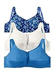 Comfort Choice Women's Plus Size 3-Pack Cotton Wireless Bra - 48 DDD, Evening Blue Pack