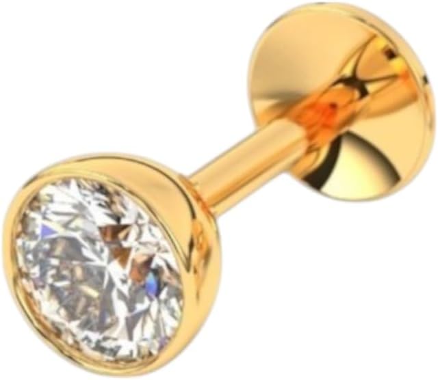 Premokshi14Kt Yellow Gold Nose Pin for Women and Girls | Lightweight Stud Style | Purity Certified