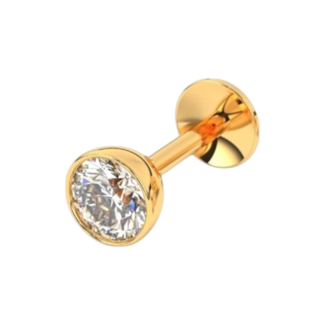 Premokshi14Kt Yellow Gold Nose Pin for Women and Girls | Lightweight Stud Style | Purity Certified