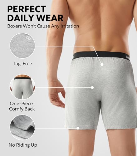 Image of DAVID ARCHY Men's Bamboo Rayon Boxers Breathable Cooling Mens Boxer Shorts with Button Fly Relaxed Fit Underwear 3 /4 /5 Pack