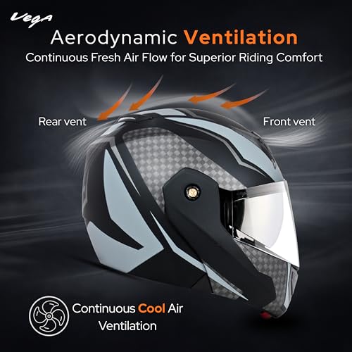 Image of Crux Dual Visor Full Face Helmet with Checks Design Scratch-Resistant Visor-Dull Black Silver,M
