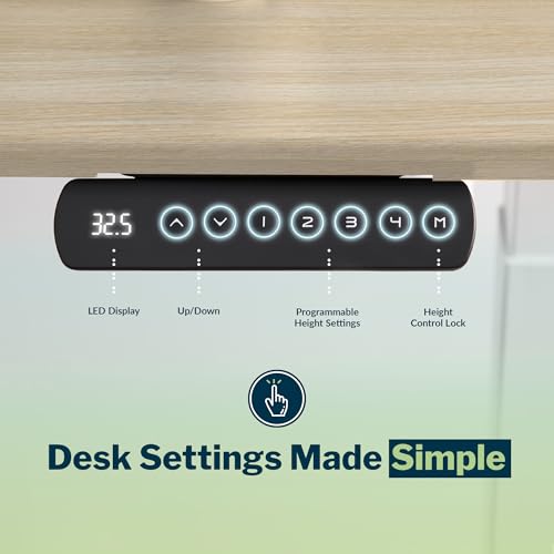 Image of Vari Command Center Electric Standing Desk - 120 Curved Sit-Stand Gaming Desk Corner Workstation for Triple Monitors + Sloped Front Edge, 4 Height Settings, 200 lb Capacity (Light Wood /Slate)