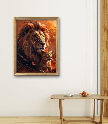 Image of Leczany Cross Stitch Patterns Stamped Kit for Beginners | Embroidery Supplies DIY Craft Kit Needlepoint for Adults Starter | 11CT, 3 Strands | Male Lion 15.8x21.3 inches