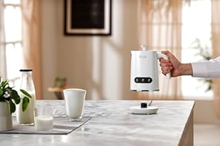 De'Longhi LatteMix EMF3.W Montalatte Automatico per Latte Vaccino e Vegetale, Funzioni Schiuma Calda e Fredda, Coperchio Trasparente, Comandi a Tre Pulsanti, Capacità 250 ml, Bianco