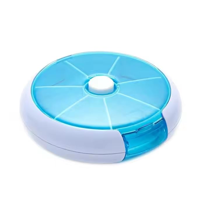Compartment Pill Organizer Circular 7 Day Pill Box with Easy Turn Lid,Portable Travel Medicine Dispenser-image-14