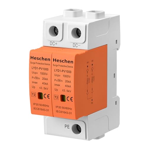 Heschen överspänningsskyddsenhet för PV, 2P LYD1-PV1000, 1000VDC 20KA, 35mm DIN skenmontering