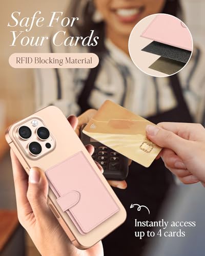 Image of Shorogyt for Magnetic Phone Wallet Compatible with Magsafe Card Holder - Luxury Slim Leather Mag Wallets for Women Fit 4 Cards, for iPhone 17 /16 /15 /14 /13 /12 Series for Apple RFID Magnet, Lyc PK