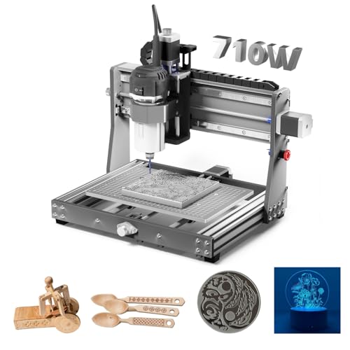 Genmitsu 3020-PRO Ultra CNC Router Machine, All-Metal Engraver, Upgraded 710W Spindle for Metal, Wood, Acrylic, PCB, MDF, 60mm Stepper Motor, Built-in Motherboard Fan, Work Area 11.8