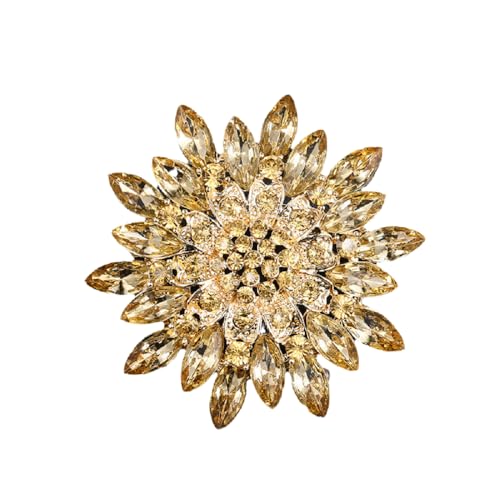 Image of Sunflower Rhinestone Brooch for Women Daisy Brooch Pins with Crystal Flower Accessory Pins Jewelry Birthday Gift Colorful Crystal Sunflower Brooch Pin for Dress Hat Decoration