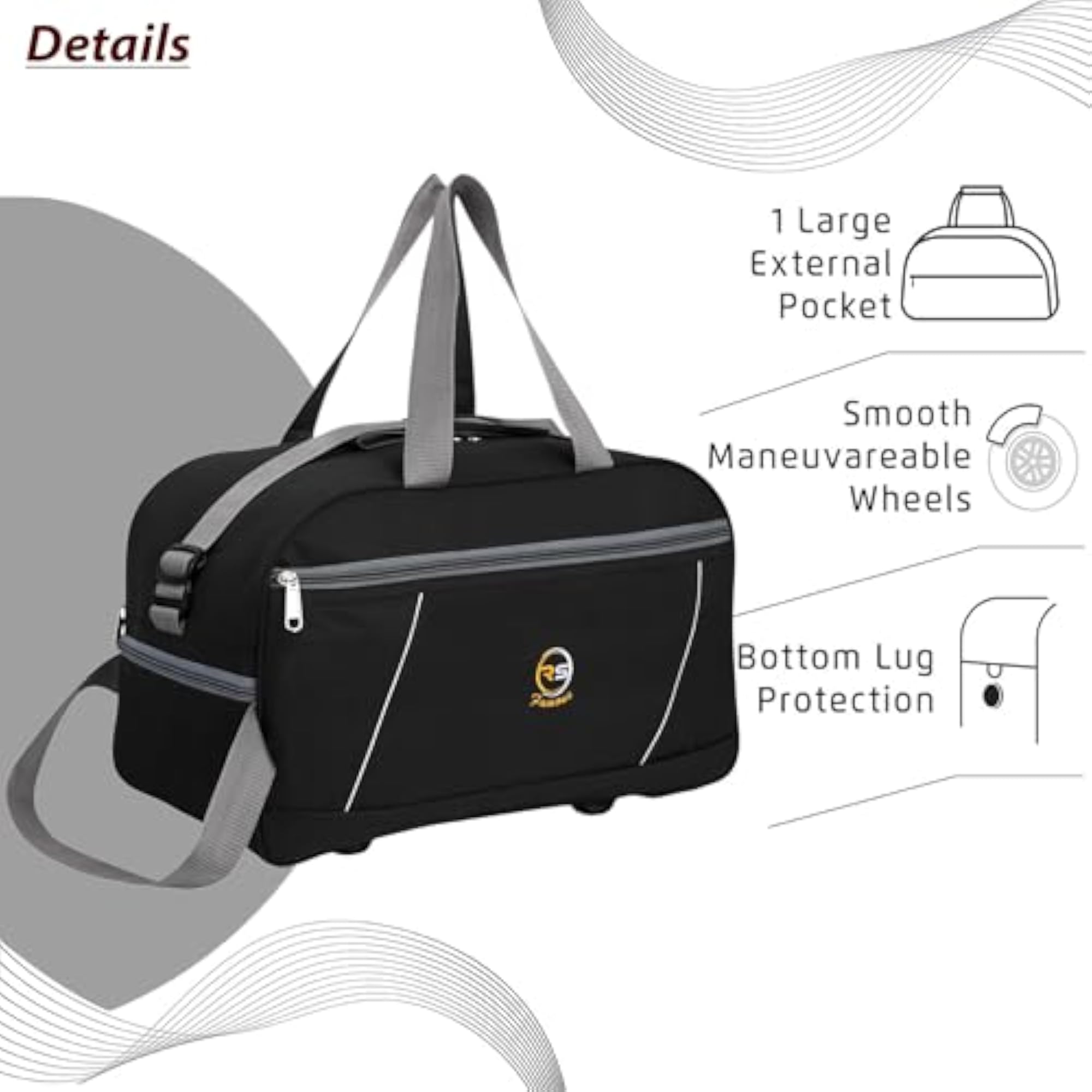 Unisex 45L Lightweight Strolley Duffel Bag for Travel