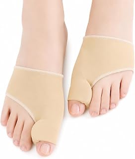 シリコンパッド内蔵 足指サポーター, 薄型 母趾矯正パッド, ズレにくい, 男女兼用, 1足組 (ベージュ, L（男性用）)