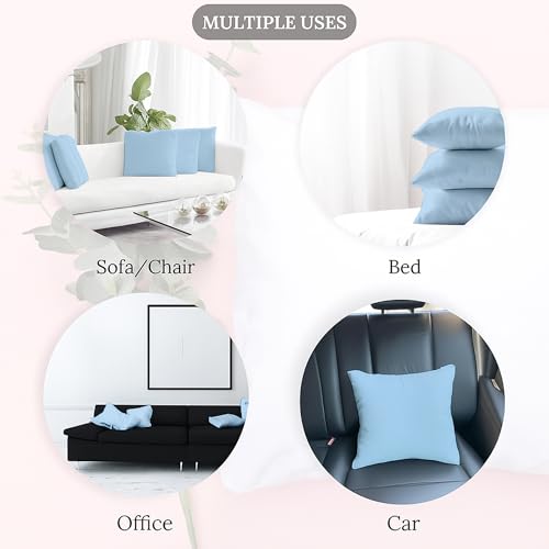 Image of Premium Polyester Fiber Cushion Fillers - Pack of 5 Pcs | 16 x 16 Inches | Light Blue| Cushions, Sofa Pillow, Cushion for Sofa, Cushion for Bed, Decorative Pillow