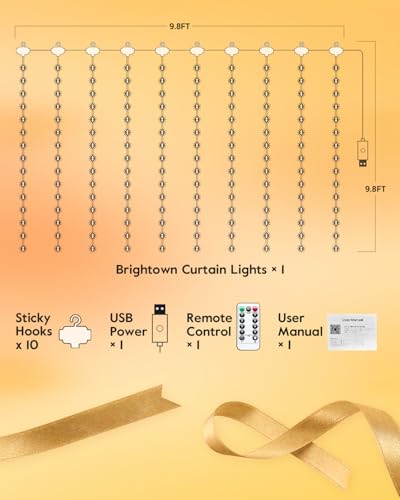 Image of Smart Curtain Lights, USB Plug in, 9.8ft 300 LED Window Smart String Light with APP and Remote, 8 Modes, Waterproof Fairy Lights for Bedroom, Indoor, Weddings, Party, Christmas Ramadan Decorations