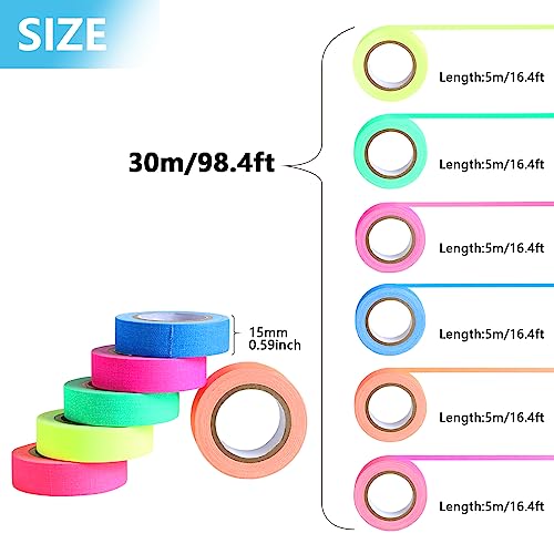 Miniatura 2 de 6 Papel Washi Tape, Cinta Luminosa, Glow In The Dark Cinta Autoadhesiva Tape, Blacklight Neón Gaffer Tape, Fluorescente Cinta De Enmascarar Suministros De Fiesta De Luz Negra 15mmx5m