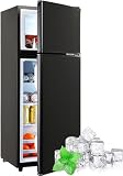 rosmena Small Refrigerator, 4.0 Cu.Ft Apartment Size Refrigerator with Freezer, dorm fridges with freezer for Apartment, Office, Kitchen, Dorm, Compact Refrigerator with 7 Temperature Modes, Black