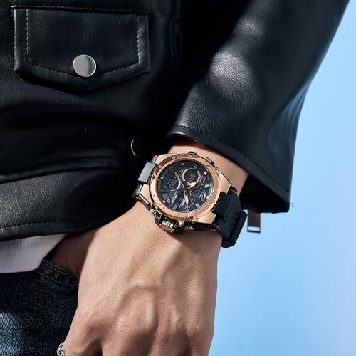 Image of V2A Styrke 5110 Analog Digital Watch for Men | Hybrid Multi Display Dial | Alarm Stopwatch Day Date 12 /24 Hr | TPU Strap | 30M Water Resistant