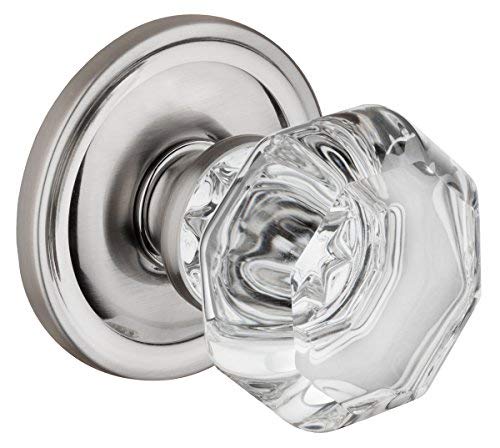 Dynasty Hardware Classic Rosette, Crystal Style Door Knob, Passage Hall/Closet Function, Satin Nickel #TOP1