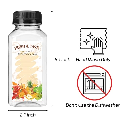 BAKHUK 36pcs 8oz Juice Bottles with Lids, Food Grade Reusable Clear Containers with Black Tamper Evident Caps for Juice, Milk and Other Beverages by BAKHUK - Image 2