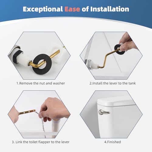 iFealClear 2 Pack Universal Metal Toilet Handle Replacement Kit, Side/Angle Mount Toilet Tank Flush Lever with Lock Nut, Solid Brass Toilet Trip Lever Fit Most Toilets, Brushed Nickel
