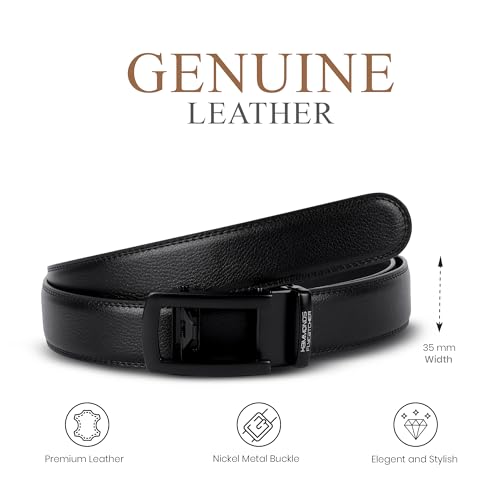 Image of HAMMONDS FLYCATCHER Genuine Leather Belt for Men - Perfect for Formal and Casual Wear - Adjustable Waistband up to 46 Inches - Autolock Belt for Formal and Casual Wear