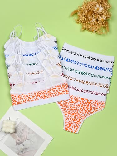 Girls' Cotton Panties Soft Underwear, Cotton Bralette Briefs Set Elastic, Girls’ Seamless Underwear Set3