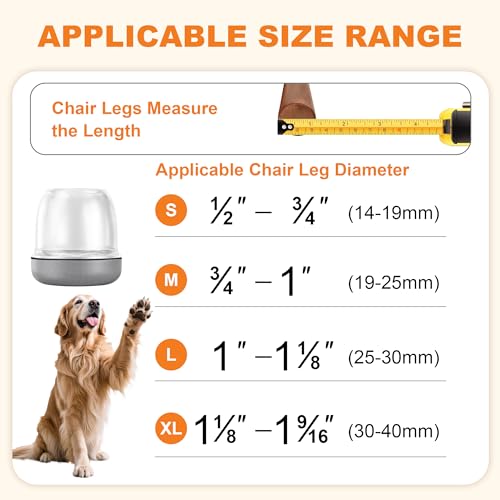 Chair Leg Floor Protectors for Hardwood Floors – Smooth Nylon Base Won’t Trap Cat or Dog Hair, Clear Silicone Caps No Scratch & Silent on Carpet & Tile (16 Pack, Fits 1/2" to 3/4") — view 4