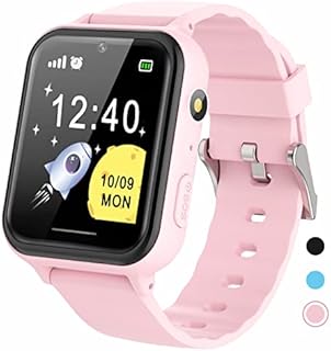 PTHTECHUS Smartwatch Kinder - Uhr Telefon für Mädchen Jungen Touchscreen mit 7 Spiel, Musik Player, Schrittzähler, Taschenlampen, Wecker, Kamera, Kids Smart Watch Telefonieren Geschenk (S19 Pink)