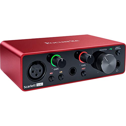 Mackie Cr4-X Series 4" Creative Reference Studio Monitors (Pair) With Focusrite Scarlett Solo Audio Interface (3Rd Gen) & Phone To Phone (1/4") Cable Bundle #TOP5