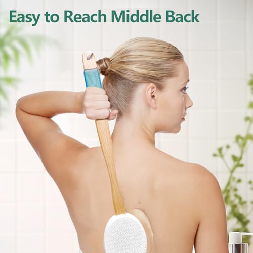Back Lotion Applicator with 4 Replaceable Pads, Lotion Applicator for Back Self Elderly, Women, Sunscreen Applicator for Cream with 17" Curved Handle Easy to Target Back and Feet, White - Thumbnail 6