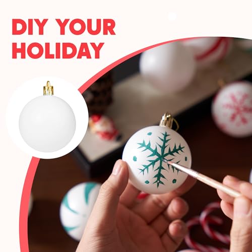 JOYIN 24 Pcs Christmas Ball Ornaments Blank White Ball Ornaments for DIY Art & Craft Christmas Tree Hanging Decoration, Shatterproof Christmas Ornaments to Paint, Holidays Decor, Xmas Party Activities by JOYIN - Image 2