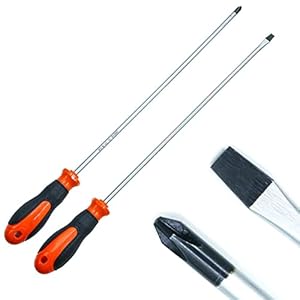 2PCS Destornillador Phillips y Ranurado de 12 Pulgadas – MagnÃ©tico Con Mango de Goma – Herramienta Manual de ReparaciÃ³n y Removedor