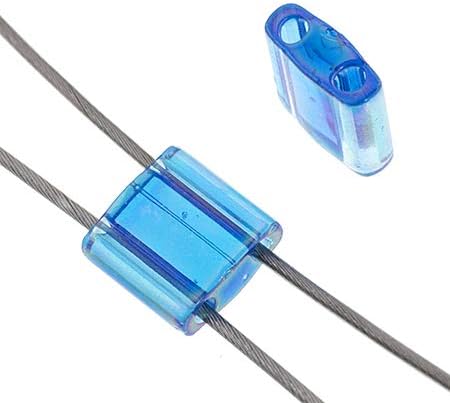Miyuki TILA Beads 5x5mm 2 Hole TL0291 Sapphire Transparent AB 250Gms Bulk Bag of Japanese Glass Beads