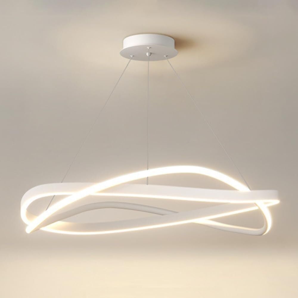 żyrandol, 3-kolorowa nieregularna lampa pierścieniowa 60 W, regulowana wysokość(White)