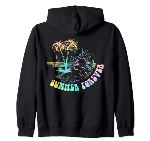 Tinte anudado Summer Forever en tonos pastel para vacaciones, playa, océano Sudadera con Capucha
