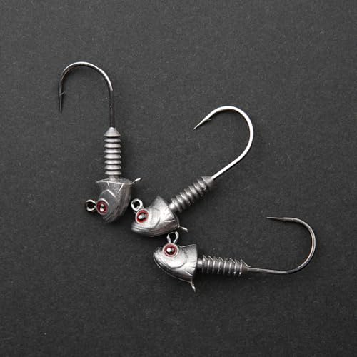 Swimbait Jig Heads with Stacked Cone Keeper, Minnow Style Eye Fishing Jighead 3/16 1/4 3/8oz Assorted(15 PCs) - Thumbnail 5