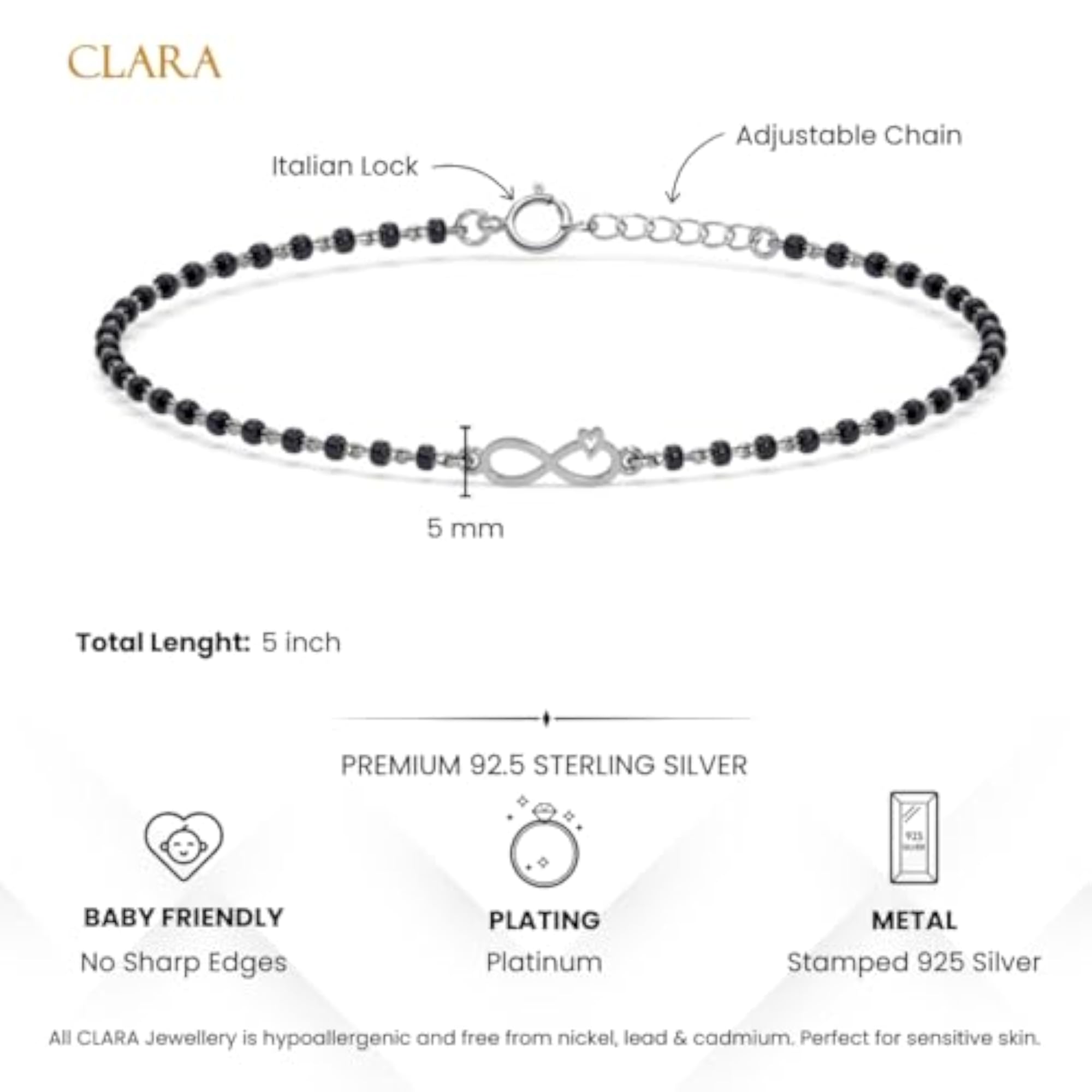 925 Sterling Silver Nazariya Infinity Bracelet