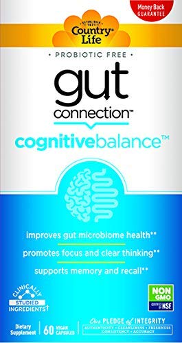 Country Life Gut Connection - Cognitive Balance - 60 ct - Help Improve Gut Microbiome Health - Promotes Focus & Clear Thinking - Supports Memory & Recall