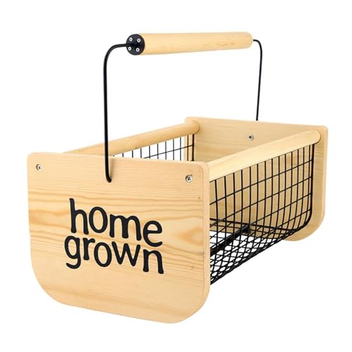 Santa Barbara Design Studio Wood and Metal Mesh Vegetable Flower Garden Harvest Basket, 16" L x 9" W x 7" H, Home Grown by Santa Barbara Design Studio - Used condition - US$42.48