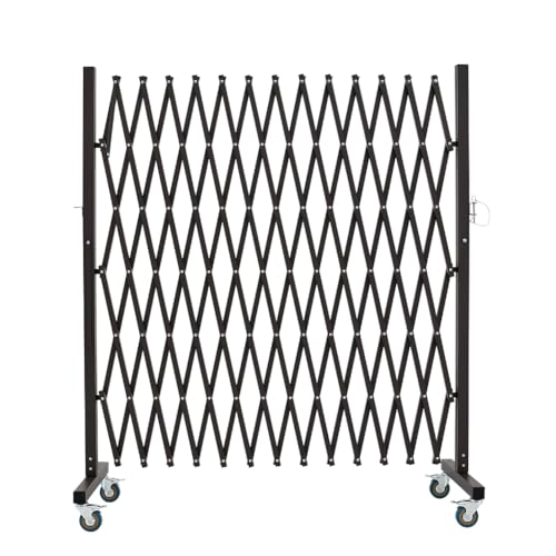 Industrial Metal Expandable Barricade, 11 Feet, Easily Assembled Portable Safety Barrier with Casters, Flexible Mobile Barrier Gate, Adjustable Traffic Fence