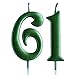 Green 61st Birthday Candle, Number 61 Years Old Candles Cake Topper, Woman Or Man Party Decorations, Supplies