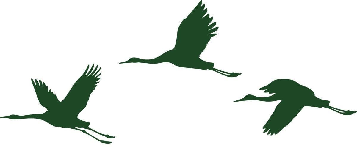Aufkleber » Kraniche, 270x108,8cm, Metallic Waldgrün • Dekoaufkleber / Autoaufkleber / Sticker / Decal / Vinyl