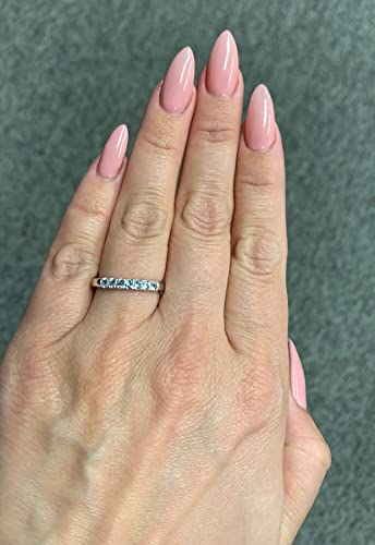 Boston Bay Diamonds .925 Sterling Silver 1/3 Cttw Natural Blue Aquamarine Gemstone March Birthstone Stacking Ring- Size 7 #TOP1