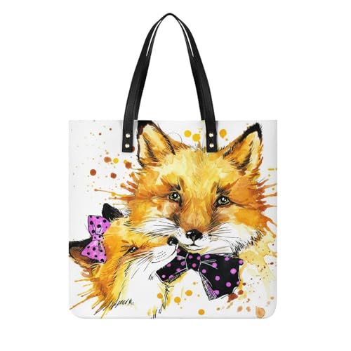 Sac shopper renard aquarelle grand sac de voyage en tissu pour les cours