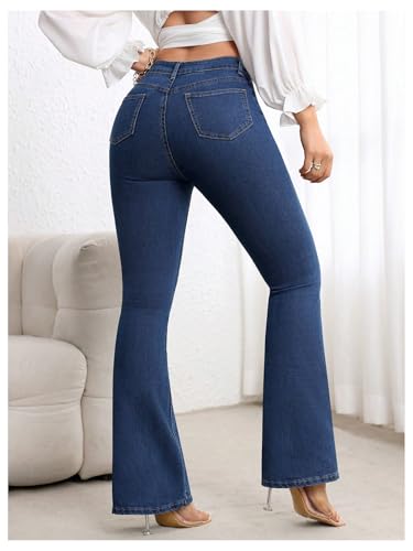 SOLY HUX Women's Flare Jeans High Waisted Bell Bottom Skinny Stretchy Denim Pants Office Trousers3