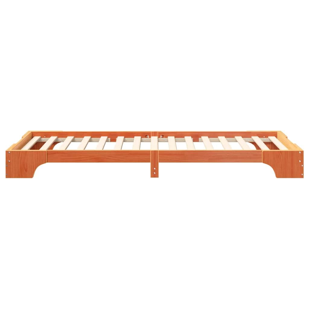 Marco de Cama en el Suelo de Madera Maciza de Pino Marrón Estructura de Perfil Bajo para Dormitorio Moderno Minimalista Ensamblaje Sencillo y Diseño Eficiente en Espacio