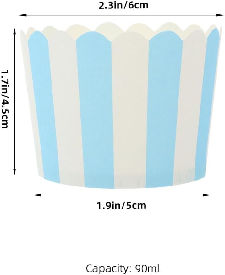 Cabilock 50pcs Paper Baking Cups, Cupcake Cups Lue And White Stripes, Disposable Cupcake Liners Cupcake Wrappers For Muffin Cupcakes Birthday Wedding Party